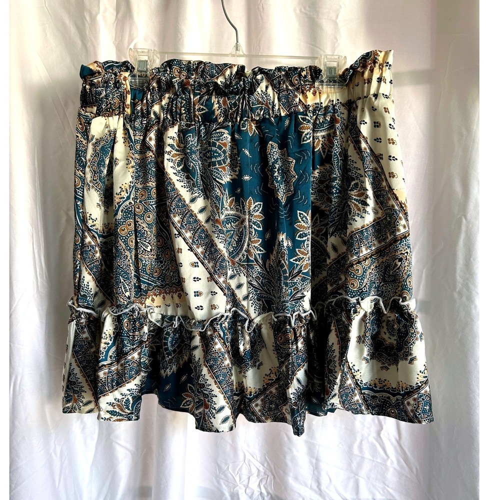 Boho Paisley Skirt Cottagecore‎ Ruffle Tiered Skirt Coastal Cowgirl Flowy XXL - Picture 2 of 3